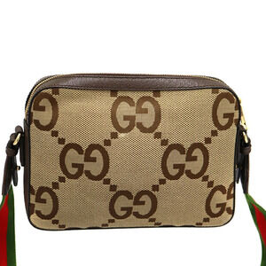 Gucci Messenger Bag Beige GG Shoulder Brown Jumbo